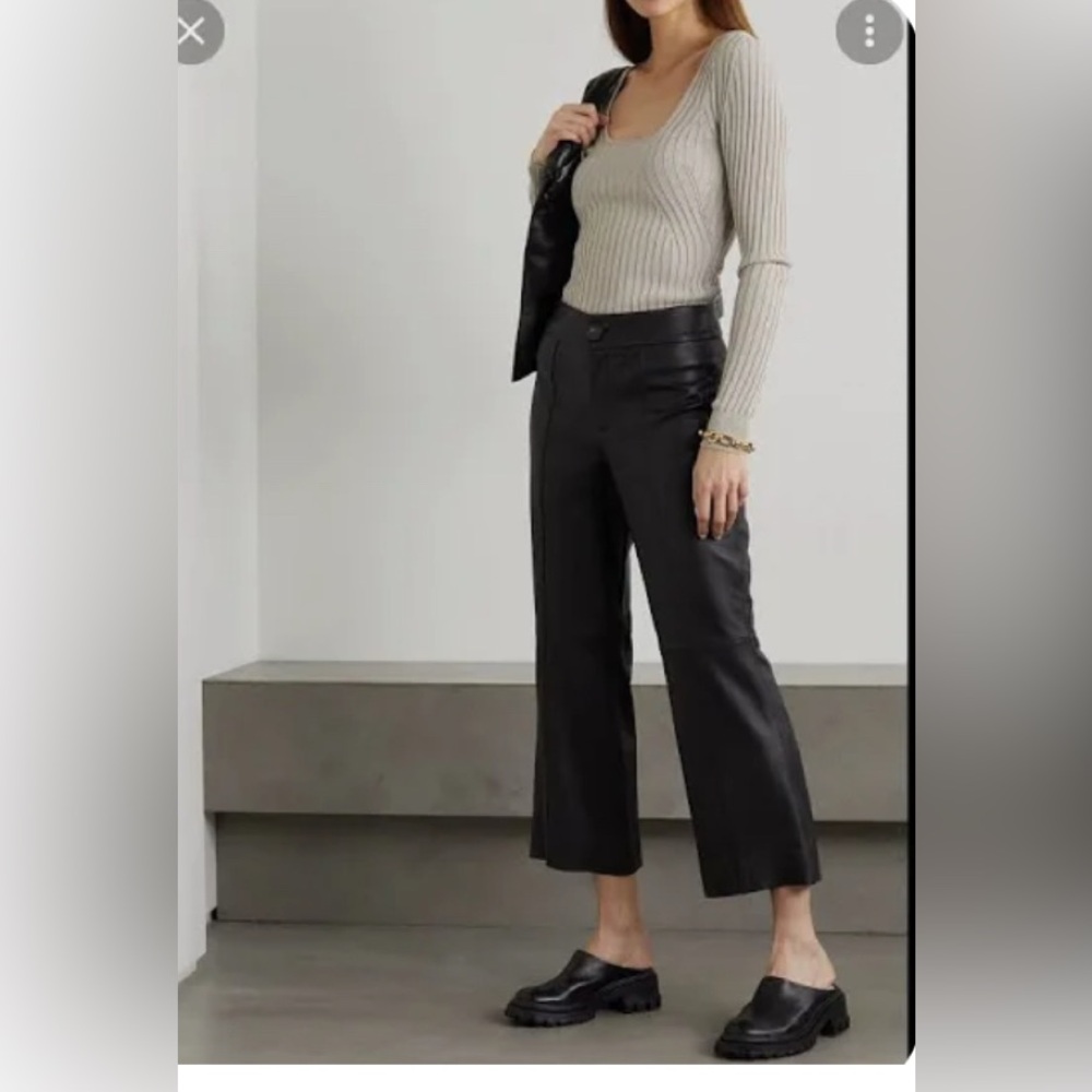 Vince Black Leather Trousers